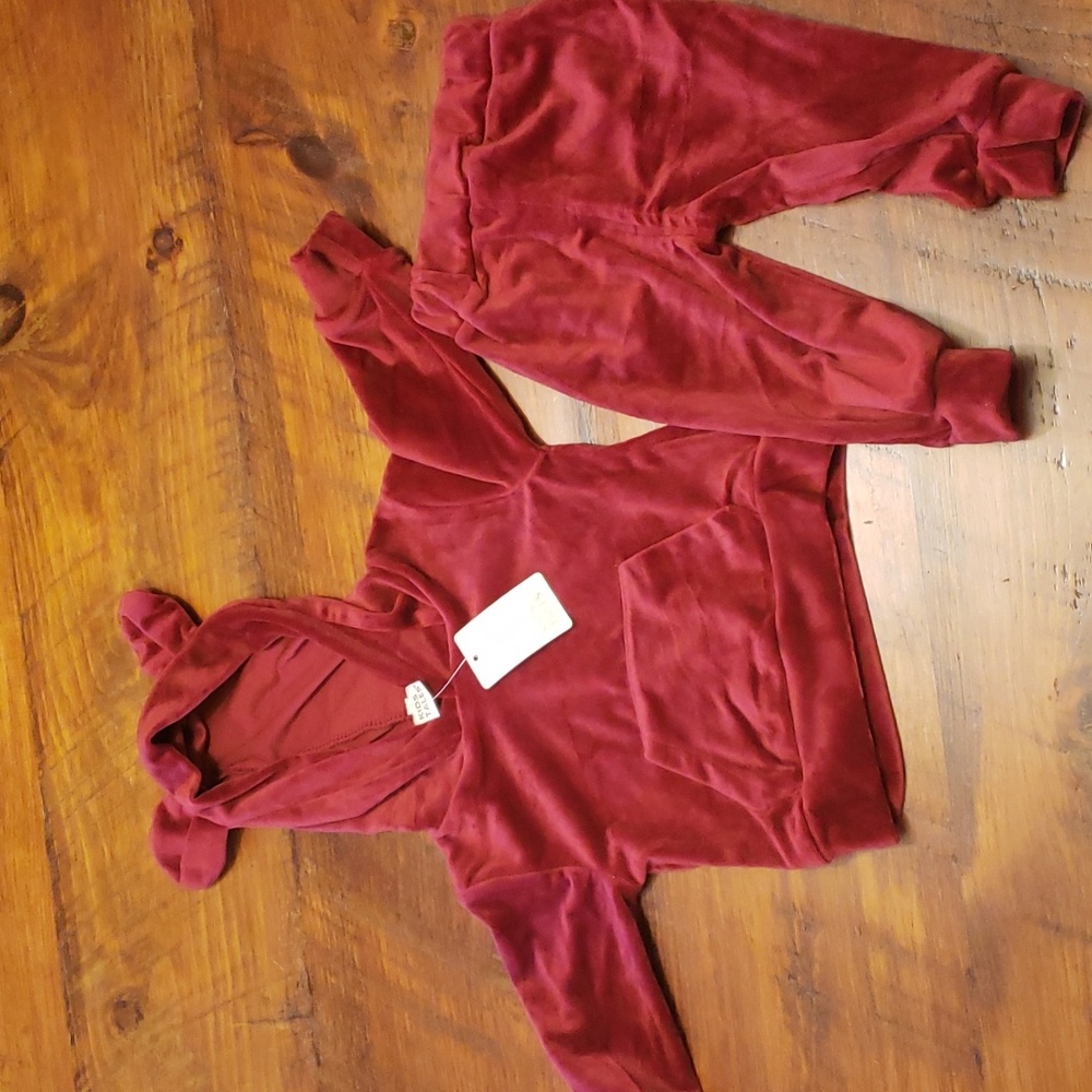 Velour Hoodie Sweatsuit 2 Pcs